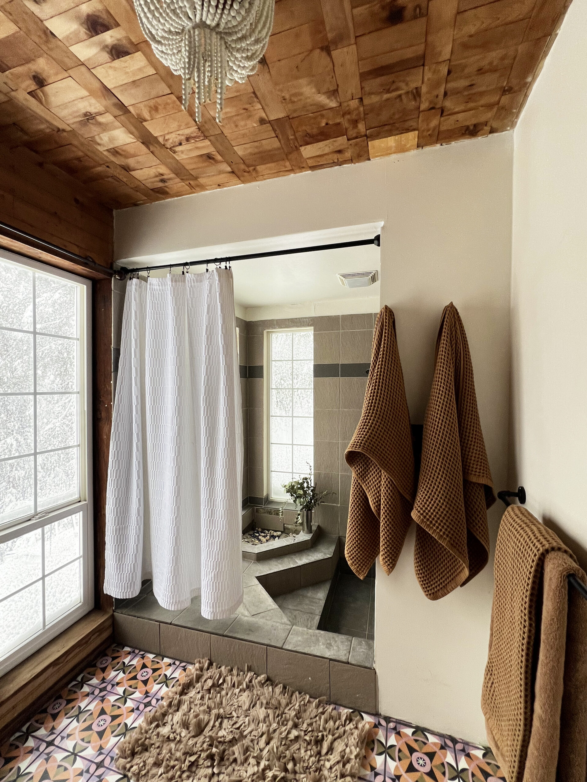 Hot granite shower